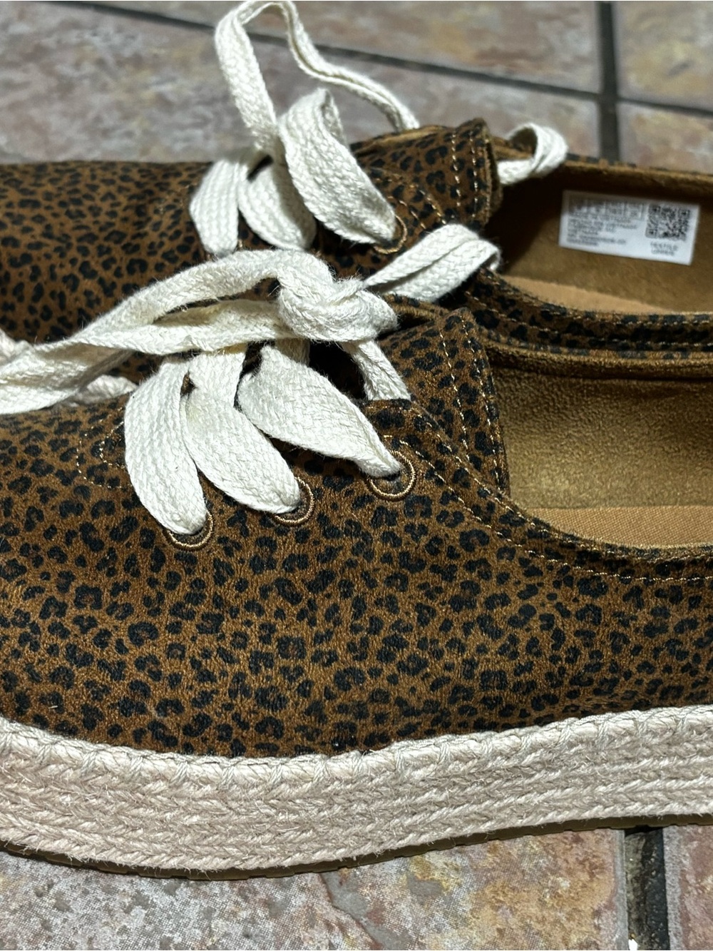 Toms Leopard Print Wedge Sneakers with Cream Laces